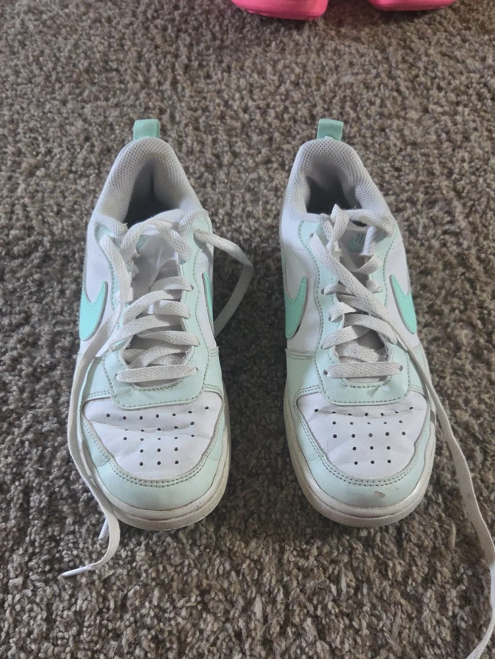 Nike White Sneakers with Mint Swoosh